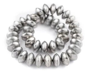 Ethiopian Silver Saucer Beads 24mm African White Metal 24 Inch Strand Handmade - Picture 1 of 3