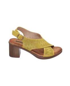 GC Shoes Women's 9.5 Lala Cross Strap Heeled Sandal Yellow Boho Casual - Picture 1 of 7