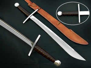 Spada falchione in acciaio al carbonio fatta a mano, pronta per la battaglia con fodero - Foto 1 di 9