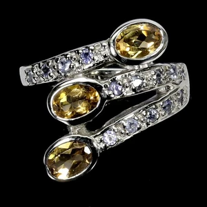 925 Sterling Silver Ring Oval Citrine 6x4mm Tanzanite Gemstone Jewelry Size 8 - Picture 1 of 14