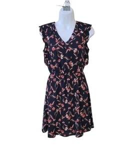 New 41 HAWTHORN S Petite Black Multi Floral Midnight Scallop Detail Dress Women - Picture 1 of 15