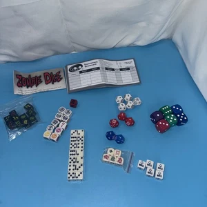 6 DIFFERENT DICED GAMES MONOPOLY, GOLO, ZOMBIE, POKER, AND DOMINO 50 + DICE - Picture 1 of 11