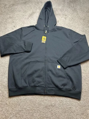 NEW Carhartt Sweater Mens XXXL Black Hoodie Full Zip Loose Fit Pockets Authentic - Image 1 of 4