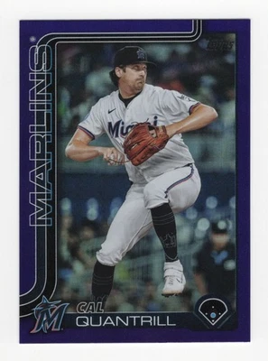 2025 Topps Update #US191 Cal Quantrill Purple Rainbow Foil /250 Miami Marlins - Image 1 of 2