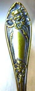 Antikes Baby Gesicht in Rosenknospe Demitasse Löffel Extra Münze Silber Teller Oneida - Bild 1 von 5