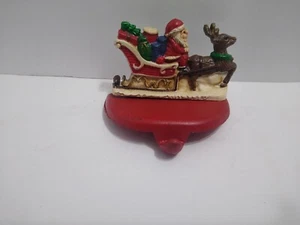 Gusseisen MASSIV Weihnachtsmann Schlitten Rentier WEIHNACHTEN Strumpf Aufhänger Halter Vintage - Bild 1 von 10