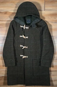 J Crew Ludlow Green English Moon Merino Wool Tweed Hooded Toggle Duffle Coat 40R - Picture 1 of 13