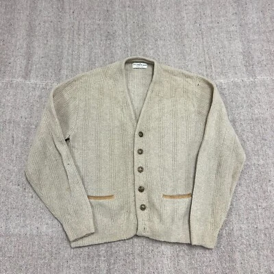 Cárdigan vintage puritano para hombre verde medio años 60 abotonado acanalado Foto 1 de 4