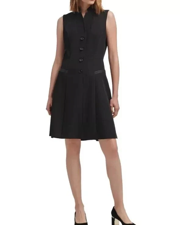 10 (6) DKNY Leather Trim Dress   *BUY FIVE + ITEMS = FREE POST - image 1 of 1
