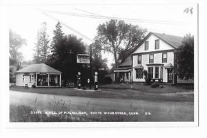 South Woodstock CT Socony Tankstelle Postkarte Nelsons Store RPPC Nachdruck - Bild 1 von 2