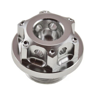 Tapa de llenado de aluminio CNC plateada para Suzuki GSXR 600 750 GP líquido de tapa de aceite de motor Foto 1 de 3