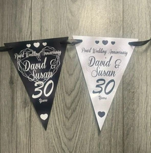 Decoración Personalizada Boda Aniversario Fiesta Banderín Perla 30º - Imagen 1 de 16