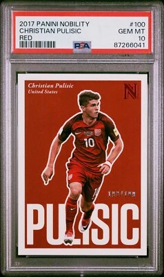 2017 Panini Nobility #100 Christian Pulisic /199 Red Rookie PSA 10 - Imagem 1 de 2