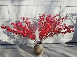 Lot of 10 Sticks Plastic Artificial red peach Flower 36" tall (HOA DAO) - Picture 1 of 7