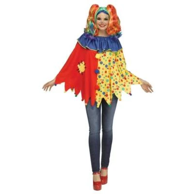 Womens Circus Clown Poncho, One Size, Multicolored Fits size 4-14 - Image 1 of 2