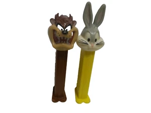 2 Vintage LOONEY TOONS PEZ DISPENSERS Taz & Bugs BUNNY TASMANIAN DEVIL HUNGARY - Picture 1 of 9