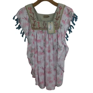 Skemo Kids Girls Magical Reef Embroidered Beaded Tassel Crochet Dress Pink Multi - Picture 1 of 18