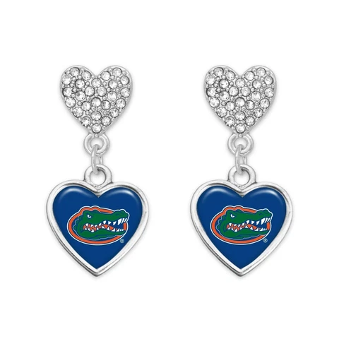 Florida Gators Amara Silver Blue Crystal Dangle Earrings Jewelry Gift UF Cover