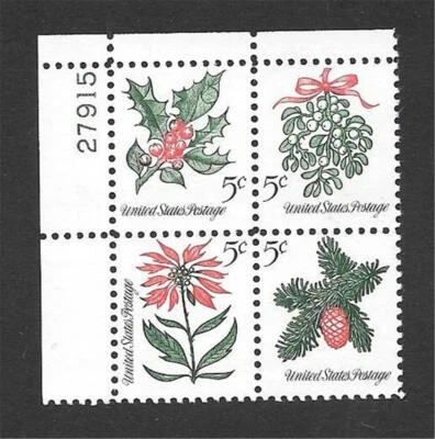 T&G STAMPS - #1254-57 Christmas 1964 MNH Plate # Block 4 - ANY 4 = FREE SHIPPING - Image 1 of 2