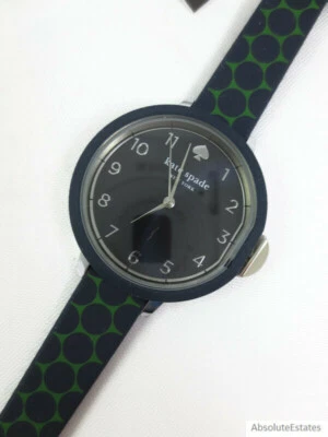 NUEVO Reloj Kate Spade New York Park Row Azul Marino Verde Silicona KSW1796 NUEVO CON ETIQUETAS Foto 1 de 4