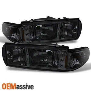 Fit 91-96 Impala Caprice Smoked LED Headlights w/Corner Lamp Left+Right - Picture 1 of 3