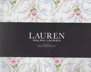 Ralph Lauren Full Sheet Set Daisy Pink Floral 4pc Blue Green Farmhouse Chic - Picture 1 of 3