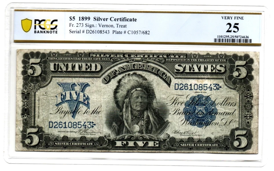 Fr. 273 1899 Silver Certificate Note Vernon / Treat PCGS Very Fine 25 - Image 1 of 2