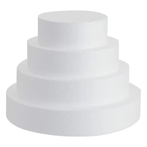 4-Pcs White Round Foam Cake Dummies Tiered Set 6 8 10 12" Fake Wedding Display - Picture 1 of 9
