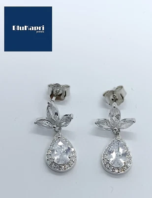 Orecchini  pendenti Donna  Argento 925  zirconi bianchi  brillanti goccia - Immagine 1 di 4