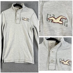 Felpa Hollister uomo piccolo quarto bottoni pullover finto collo maglia maglione - Foto 1 di 15