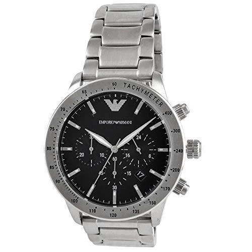 Emporio Armani Men's Watch Steel Bracelet Chronograph Black Dial AR11241
