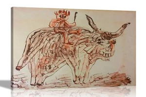 Abstract Man on Bull by Paul Klee Canvas Art Pictures Wall Framed Prints Decor - Picture 1 of 9