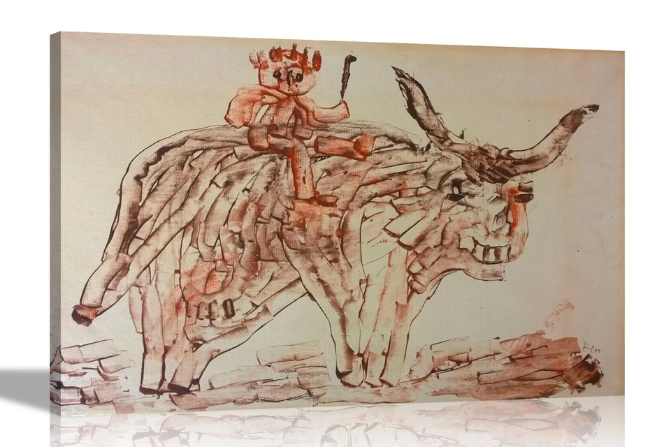 Abstract Man on Bull by Paul Klee Canvas Art Pictures Wall Framed Prints Decor - Image 1 of 4
