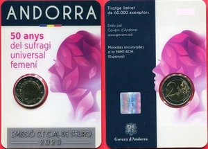 2 € Münze 2020 Andorra „50 Jahre Frauenwahlrecht“ Euro in Blister - CC  60.000 - Bild 1 von 1