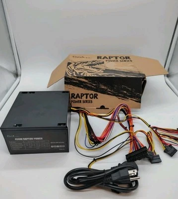 Apevia 450W Raptor Power Supply Computer  Fan w/Cables•ATX-RP450W - Image 1 of 4