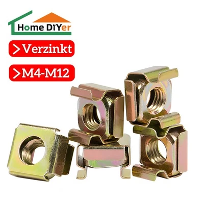 Käfigmuttern M4 M5 M6 M8 M10 M12 Stahl verzinkt für Rackschiene Käfigmutter - Bild 1 von 4