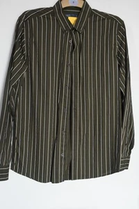 Mens Easy Khaki Green And Black Striped Shirt - Small (41225) - Picture 1 of 4