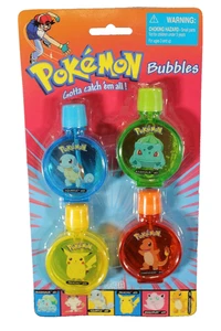 Memorabilia coleccionable Tara vintage 2000 Pokemon Bubbles 4 favores de fiesta NUEVO - Imagen 1 de 3