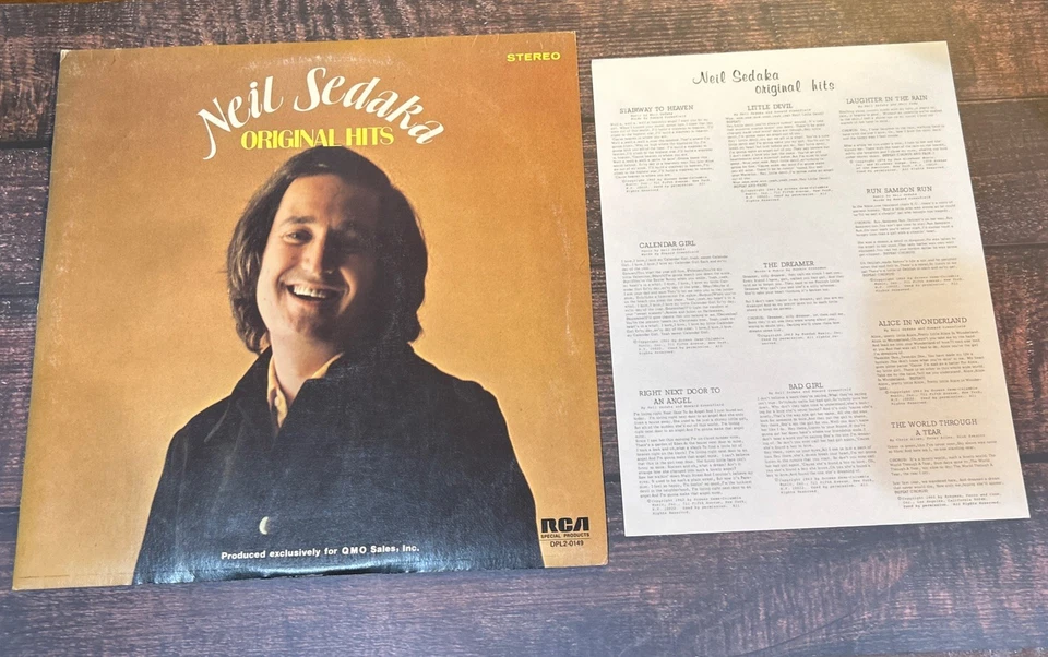 Neil Sedaka Original Hits Vinyl LP 2 Record Album From 1975 with Lyric Sheet Foto 1 de 4