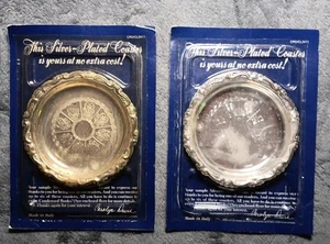 Reader's Digest Silver Plated Coasters Lot of 2 Still In Original Package. - Picture 1 of 4