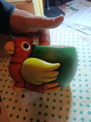 Meraviglioso  porta Vaso Con Pappagallo della thun. Fuori produzine - Immagine 1 di 4