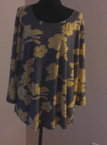 RUBY RD SCHWARZ & GELB PERLEN GEBLÜMT TOP GRÖSSE 3X BN333 - Bild 1 von 4