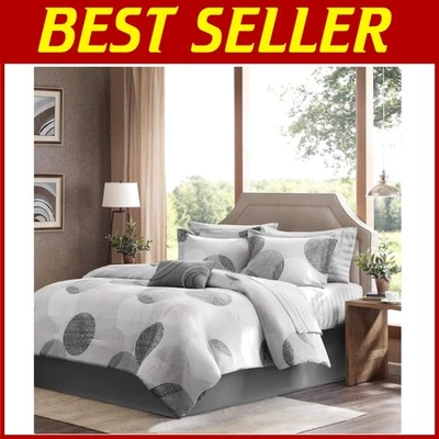 Juego de sábanas edredón y algodón Queen - Ropa de cama moderna de 9 piezas para todas las estaciones Foto 1 de 4