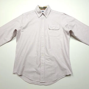 Gant x Michael Bastian Mens Shirt Medium Red White Pin Striped Plaid Flip Cuff M - Picture 1 of 23