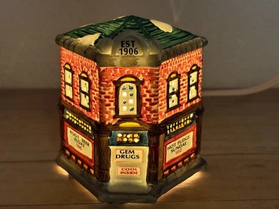 Vtg 1994 American Landmarks Collection Porcelain Gem Drugs Christmas Village - Image 1 of 4