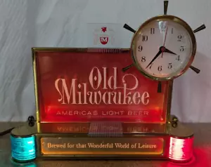 Rara insegna orologio illuminata ruota navi nautiche Milwaukee 1962 vintage - leggi - Foto 1 di 8