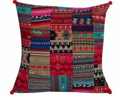 "Funda de cojín bohemio tejida a mano de la India 16x16" Foto 1 de 4