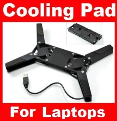Tappetino pad di raffreddamento universale USB da viaggio laptop 2 ventole base di raffreddamento notebook gaming - Immagine 1 di 3