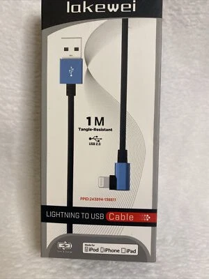 90 Degree Angle USB Fast Charging Cable Quick Charger Power Cord For iPhone iPad - Image 1 of 4