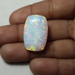 18.70 Carat 23.9.8x15.8 MM Natural AAAA Multi Fire Ethiopian White Opal Cushion - Picture 1 of 19